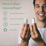 Vegane Lippenpflege - Auf’s Mäulchen - Plastikfrei mit zitroniger Note